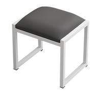 Tabouret de maquillage carré élégant en fer avec coussin en cuir technique, parfait pour le maquillage, le salon, l'entrée (blanc et gris, 40 x 30 x 40 cm)