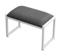 Tabouret de maquillage carré élégant en fer avec siège rembourré en similicuir pour coiffeuse, salon, entrée - Design moderne blanc et gris (60 x 30 x 40 cm)