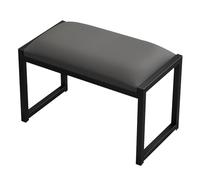 Tabouret de maquillage carré moderne en fer avec siège rembourré en cuir, chaise de coiffeuse élégante pour salon et entrée (noir et gris, 60 x 30 x 45 cm)