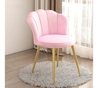 Tabouret de maquillage, Chaise Coiffeuse avec Dossier, Chaise de Salon en Forme de Coquille avec Pieds en Métal Doré, Siège en Tissu Rembourré, pour Salon/Dressing/Chambre/Bureau à Domicile/Cuisine (