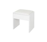 ECD Germany Tabouret de Coiffeuse, Blanc, 40x43x29,5 cm, Design Élégant, Grand Confort Siege d'Assise, Banquette en Bois, Coussin Rembourré, Revêtement en Simili, Tabouret Maquillage, Banc Moderne