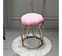 Tabouret de maquillage élégant en velours rose avec pieds en métal et coussinet antidérapant idéal pour chambre à coucher, salon, salon et magasin de beauté - Siège élégant pour coiffeuse