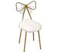 Tabouret de maquillage en forme de papillon pour filles - Chaise décorative en fer doré, design clou, parfait pour la chambre à coucher, la coiffeuse et la coiffeuse, finition blanche élégante