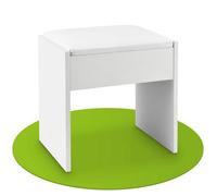 Tabouret de maquillage Melly blanc avec coussin d'assise - Chaise coiffeuse confortable pour chambre et dressing