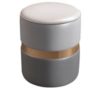 Tabouret de maquillage moderne rembourré avec bordure dorée, pas de montage nécessaire pour salon ou chambre à coucher, fauteuil d'appoint marron élégant