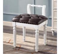 Tabouret de maquillage rétro rembourré avec pieds en bois massif, design en cuir, parfait pour salle de maquillage, salon de beauté, salon élégant et confortable