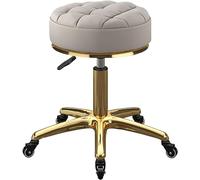 Tabouret de maquillage rond pivotant avec roulettes pour la beauté en titane doré gris clair