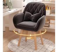 Tabouret de maquillage rotatif en cuir, chaise de coiffeuse moderne du milieu du siècle pour la maison et le bureau, idéal pour le travail et les études, design gris polyvalent