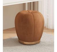 Tabouret De Maquillage Vanity Tabouret Moderne Rembourré en Velours Petit Banc Rond en Forme De Citrouille, Repose-Pieds Ottoman pour Chambre À Coucher Ou Entrée(Bruin,Fixed Base)