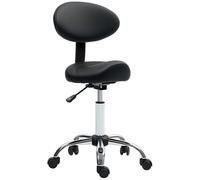 Tabouret de massage ergonomique dossier enveloppant - hauteur réglable, pivotant - piètement acier synthétique noir Noir G
