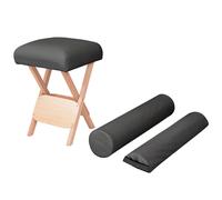 Tabouret De Massage Siège 12 Cm D'épaisseur 2 Traversins Noir