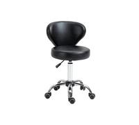 Tabouret de massage - tabouret de travail pivotant 360° - assise réglable 49-64H cm, dossier ergonomique - métal chromé revêtement synthétique noir