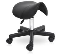 HOMCOM Tabouret de massage tabouret selle ergonomique pivotant 360° hauteur réglable revêtement synthétique noir Noir G