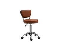 HomCom Tabouret de massage Vintage – Hauteur réglable 49–64 cm Pivotant 360° Dossier chromé Marron