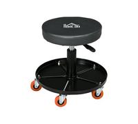 HOMCOM Tabouret de mécanicien, servante d'atelier, siège pivotant, Hauteur réglable, Tabouret d'atelier à roulettes, Plateau de 100 kg pour Le Garage et la réparation Automobile, Noir