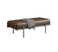 Tabouret de nuit en cuir de luxe pour changer de chaussures, style minimaliste, long banc d'entrée en acier inoxydable, tabouret de chevet moderne, couleur marron, grande taille