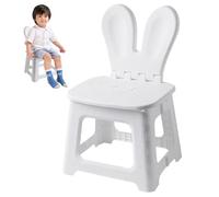 Tabouret de pas pliable, chaise pliante pour enfants tabouret de pas pliable en plastique avec support de dos de l'oreille de lapin, chaise en bas âge lourde avec poignée intégrée portable pour la cu