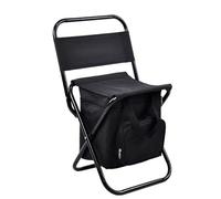Tabouret de pêche Pliable avec Sac de Refroidisseur attaché, Chaise de Camping Portable, siège Polyvalent pour la Chasse et Les Sorties de Pique-Nique Noir
