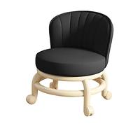 Tabouret de pédicure à roulettes bas - Portable - Petit tabouret rotatif à 360 ° - Chaise pivotante - Tabouret à roulettes pour magasin pour enfants et adultes - Noir