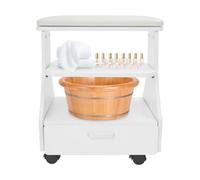 Tabouret De Pédicure Pédicure Pied Rest 3 Niveaux Avec Tiroirs Repose Pied Pedicure Chariot De Manucure Et Pédicure Tabouret De Manucure,Pour Salon De Beauté Pédicure, Massage, Soin Des Ongles (Blanc)