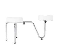 Tabouret de pédicure réglable, tabouret de tatouage, tabouret à roulettes avec coussins en cuir synthétique et base en métal, convient pour une utilisation à la maison et en salon (blanc)
