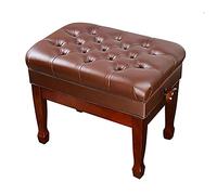 Tabouret de Piano Banc de Piano Réglable en Hauteur Tabouret de Piano en Cuir Confortable, avec Coussin en Cuir Véritable Rembourré Haute Résilience et Intérieur Solide Flip-Top Extra Stockage de Musique (Marron)
