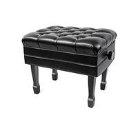 Tabouret de Piano Deluxe Solo avec Rangement pour partitions, Hauteur réglable, siège rembourré en Cuir synthétique Souple, 61 x 43 x 48 cm, Noir (Taille Unique)