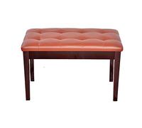 Tabouret de Piano Double en Bois avec Compartiment de Rangement, Pieds Robustes, Coussin en Cuir synthétique Souple, Couleur Noyer (Taille Unique rougeâtre)