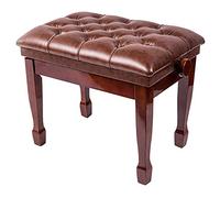 Tabouret de Piano en Bois, Banc en Cuir Souple avec Coussin imperméable et Cadre en Bois Massif Robuste, Levage hydraulique Automatique, Rood Bruin-1 (Teck 1)