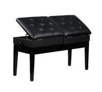 Tabouret de Piano en Bois Massif avec Deux Compartiments de Rangement pour partitions, boîte à Musique, Banc de Piano Double, adapté aux Adultes et aux Enfants