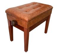 Tabouret de piano en cuir véritable marron avec rangement idéal pour la pratique de la performance instrumentale et la coiffeuse