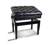 Tabouret de Piano en Similicuir, Banc d'artiste Solo de Luxe, Hauteur réglable de 10 cm, avec Compartiment de Rangement et siège rembourré, 60 x 40 x 50 cm