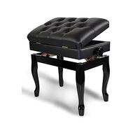 Tabouret de Piano en Similicuir, Banc d'artiste Solo de Luxe, Hauteur réglable de 10 cm, avec siège rembourré et Coffre de Rangement, 56 x 36, Pieds courbés de 50 à 60 cm (Taille Unique courbée)