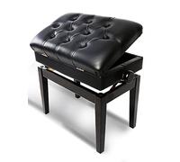 Tabouret de Piano en Similicuir, Banc d'artiste Solo de Luxe, Hauteur réglable de 10 cm, avec siège rembourré et Coffre de Rangement, 56 x 36, Pieds courbés de 50 à 60 cm (Taille Unique Droite)