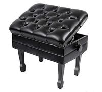 Tabouret de Piano réglable avec Rangement, Coussin de Luxe, Cuir PU, Cadre en Bois Massif, 48-58 cm