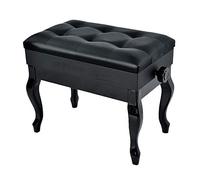Tabouret de Piano réglable, Pieds courbés, en Bois Massif, avec Compartiment de Rangement, siège en Cuir synthétique, Luxueux et Pratique, Blanc (Noir, Taille Unique)