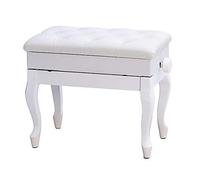 Tabouret de Piano réglable, Pieds courbés, en Bois Massif, avec Compartiment de Rangement, siège en Cuir synthétique, Luxueux et Pratique (Taille Unique)