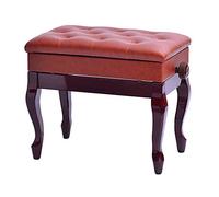 Tabouret de Piano réglable, Pieds incurvés, en Bois Massif, avec Compartiment de Rangement, siège en Cuir synthétique, Luxueux et Pratique (Rooddish Bruin, Taille Unique)