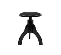 Tabouret De Piano, Rond, Noir Brillant Avec Coussin En Noir