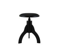 Tabouret de Piano, Rond, Noir Mat Avec Rembourrage en Tissu en Noir