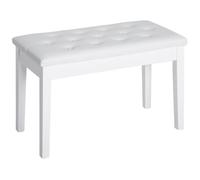Tabouret de piano rustique - 76x36x50 cm - Blanc - Bois de caoutchouc - Cuir synthétique - Espace de rangement