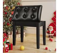 Tabouret de Piano, Siege Piano 55x35x49CM, Chaise Piano avec Espace de Rangement, Pieds en Bois Massif, Banc Piano avec Coussin en Cuir PU de 4CM d'épaisseur, Tabouret Piano Charge Maximale 150KG,Noir