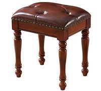 Tabouret de Piano Vintage en Bois avec Coussin rembourré - Banc de Coiffeuse élégant pour la décoration intérieure - Design élégant pour Les Musiciens et Les am，Brown One Size