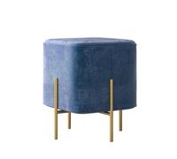 Tabouret De Pied Ottoman en Velours Carré, Chaise De Tabouret De Vanité avec des Jambes en Métal, Taboure De Maquillage Multifonctionnel Moderne pour Chambre, Salon, Blue
