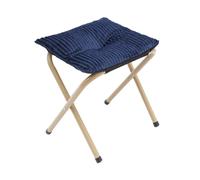 Tabouret de pied pliable avec coussin épais Portable Petit tabouret Pied métallique Bleu foncé pour bureau Salon de massage
