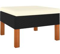 Tabouret de pied Poly-Rattan et bois massif Eucalyptus