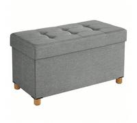Tabouret De Rangement, 38 X 76 X 40 Cm, Bout De Lit Cubique Avec Rangement, Charge Jusqu'à 300 Kg, Pour Salon, Chambre, Entrée, Gris Tourterelle Gris