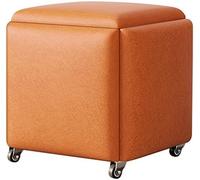 Tabouret de rangement 5 en 1 cube magique avec roulettes, tabouret de cuisine empilable, siège rembourré et cadre en métal