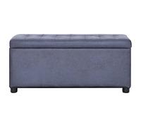 Tabouret de rangement 87,5 cm Faux daim Gris | Compartiment de rangement caché, rembourrage en mousse, cadre en bois, siège supplémentaire, couvercle réversible comme table