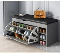 Tabouret de rangement à chaussures élégant - Banc pliable en forme de seau avec coussin en cuir souple - Étagère à chaussures autonome pour couloir, chambre et placard - Design peu encombrant